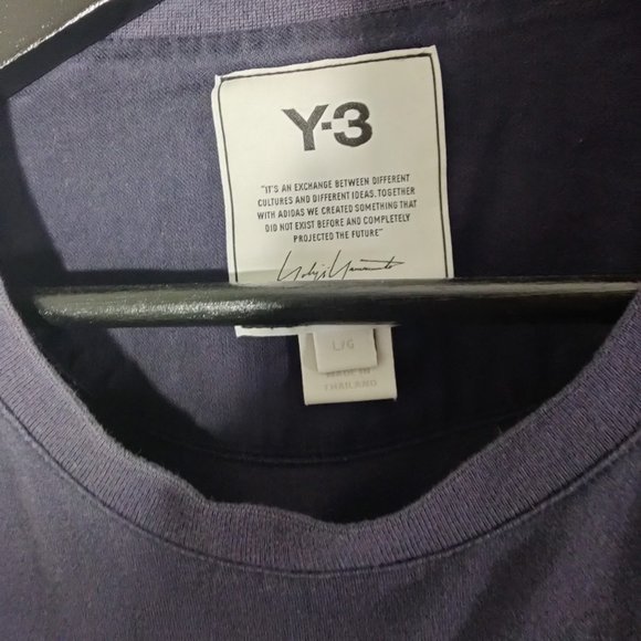Y-3 Adidas Back Logo Tee Size Large in Navy - Picture 2 of 3